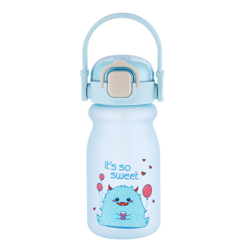 Water bottle new 1011 cartoon children's plastic cup high value double drinking straw water cup portable cute student cup
