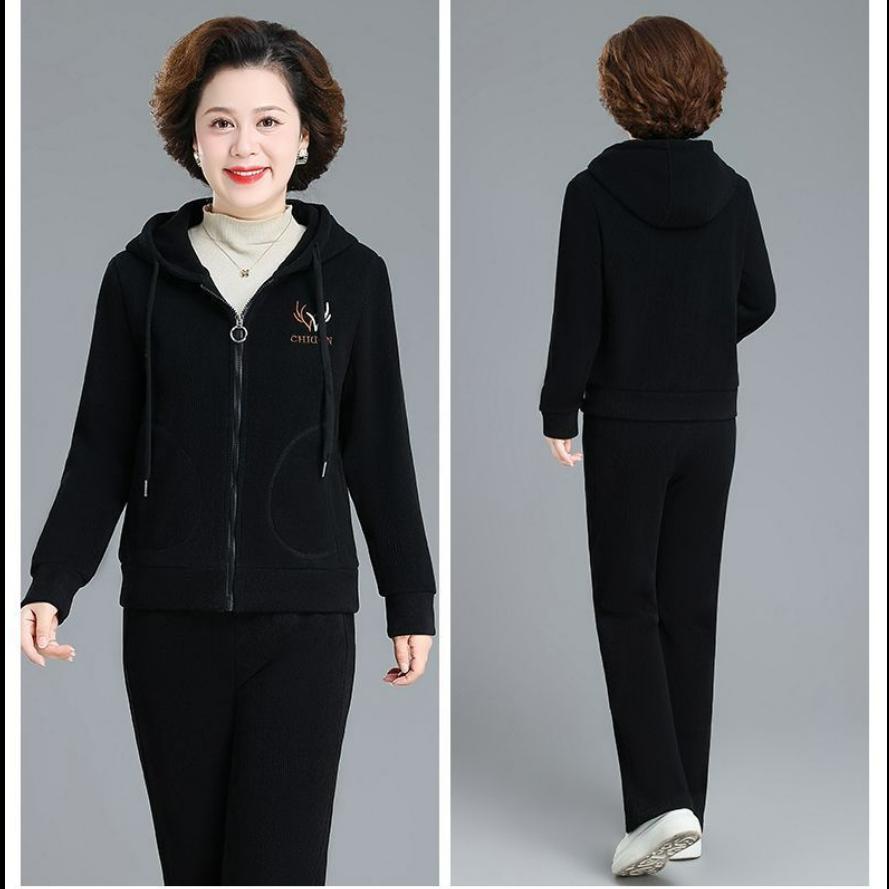 Плюшевая Толстая Куртка Повседневный Западный Стиль Женский Свитер Спортивный Костюм Осень и Зима Костюм-Двойка