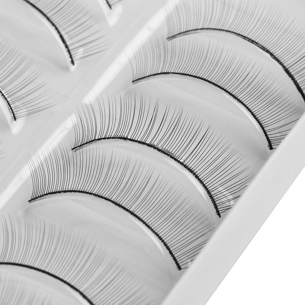 10 Pairs Natural Handmade Soft False Eyelashes Extension Tools Makeup Practice Training Lashes