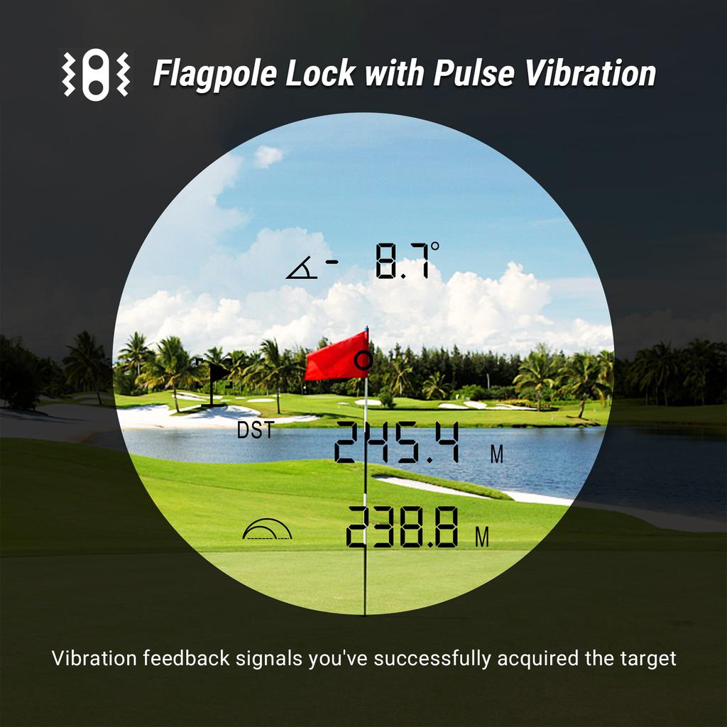 Дальномер для гольфа с функцией измерения угла наклона, высоты и скорости, блокировки флагштока, вибрации