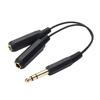 6.35mm To 2x 1/4inch Y Splitters Cable, 6.35mm Male To Two 6.35mm Female Mono Sound Converters Adapters Cord