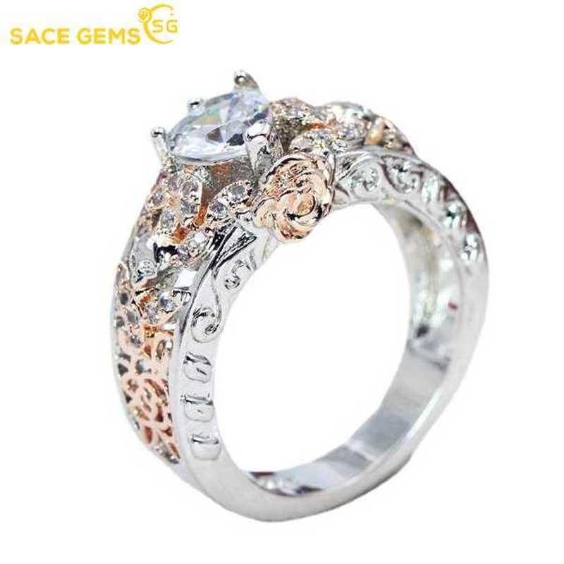 Sace Gems Классическое кольцо из медного сплава с цирконом, женские ювелирные изделия, свадебный подарок для вечеринки