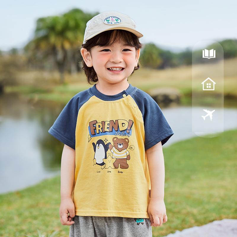 Одежда для малышей, футболки с короткими рукавами для мальчиков, летняя одежда для девочек, летняя хлопковая детская одежда для маленьких девочек, топы