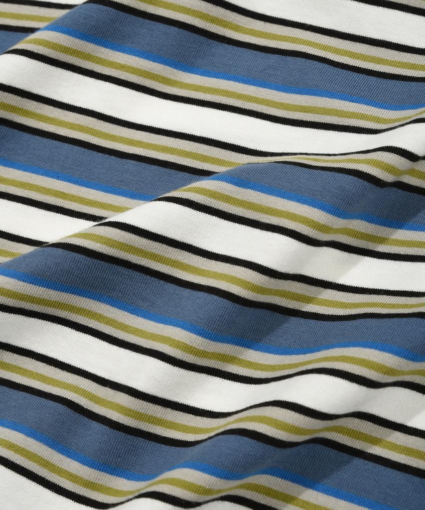 COVERNAT Multi-Stripe Crop T-Shirt Dusty Blue