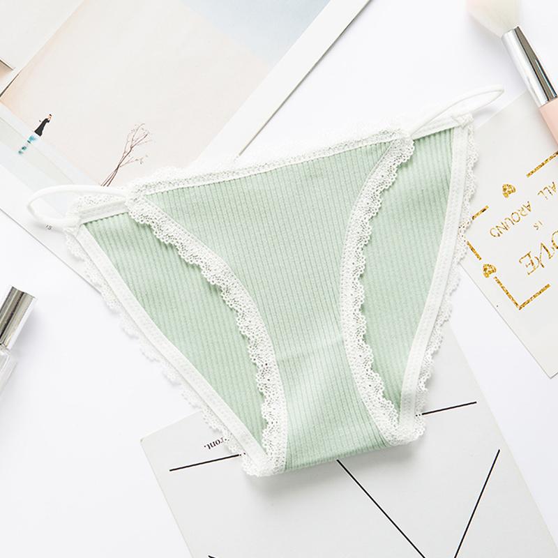 Sweet Girl Panties Lace Edge Thin Waistband Cotton Crotch Briefs