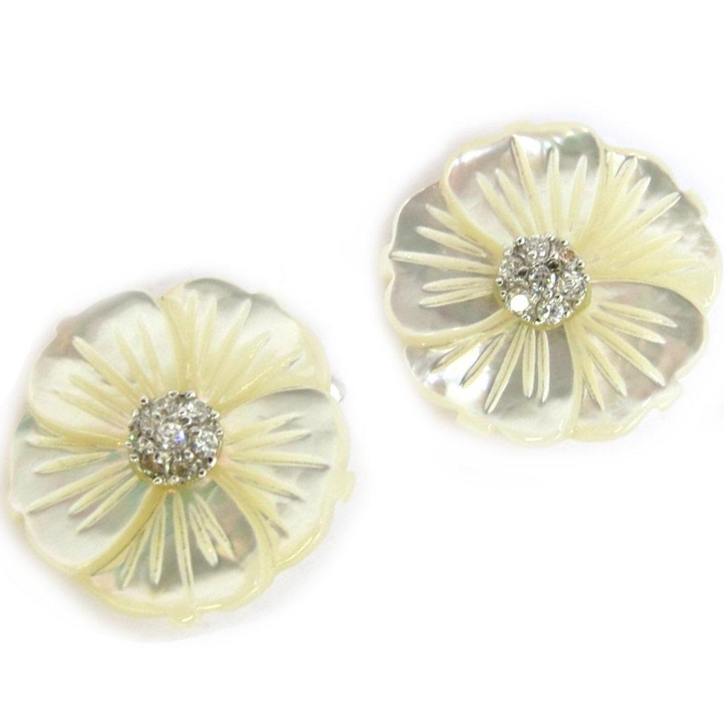 Les Trésors De Lily [N3002] - Серьги серебряные "Rosa Romantica" белый перламутр.