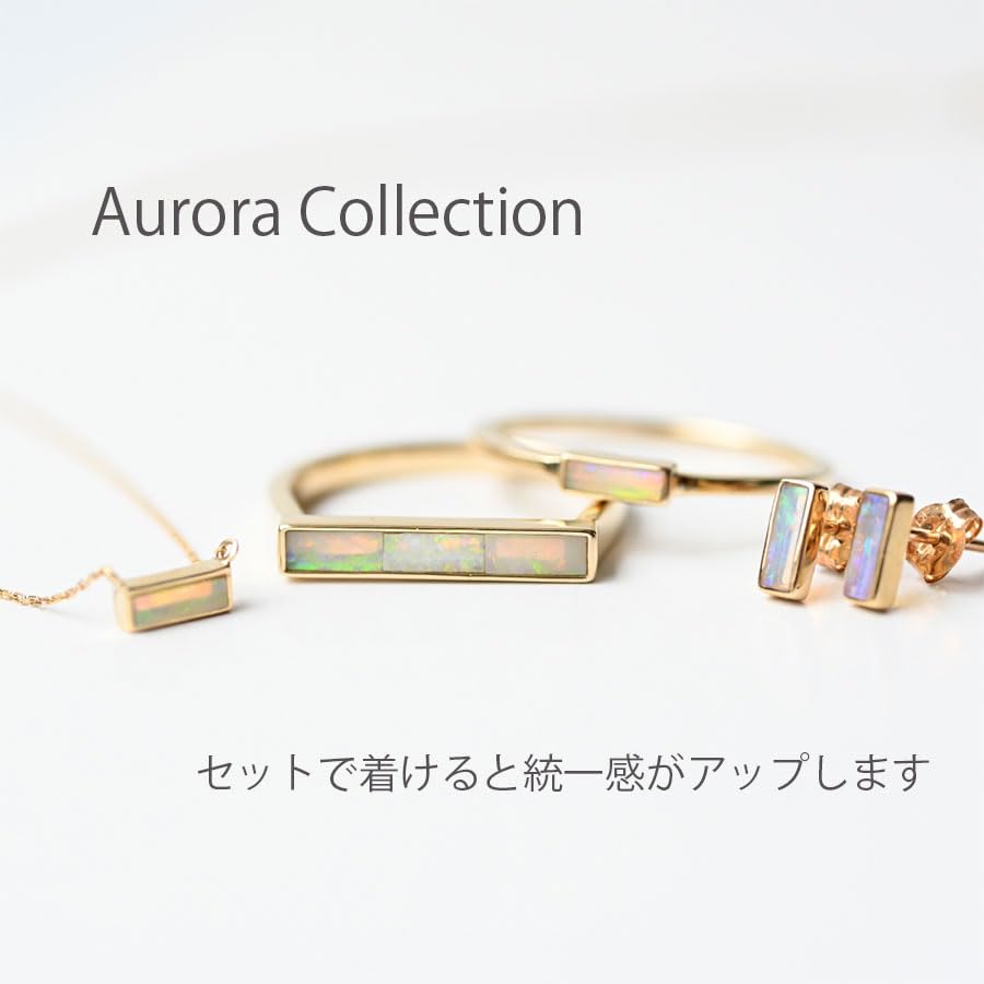 SOI Opal Necklace Yellow Gold Natural Stone Elegant and Delicate 309N0079 (10K / 40cm) Accessory, (October Birthstone), Jewelry, Gift,