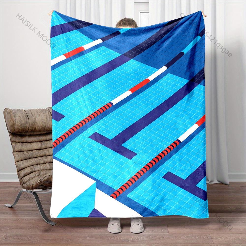 Swimming pool lane design Print Blanket Warm Soft Fluffy s and Adult Sofa Bed Throw Blanket Outdoor Travel Camping RV