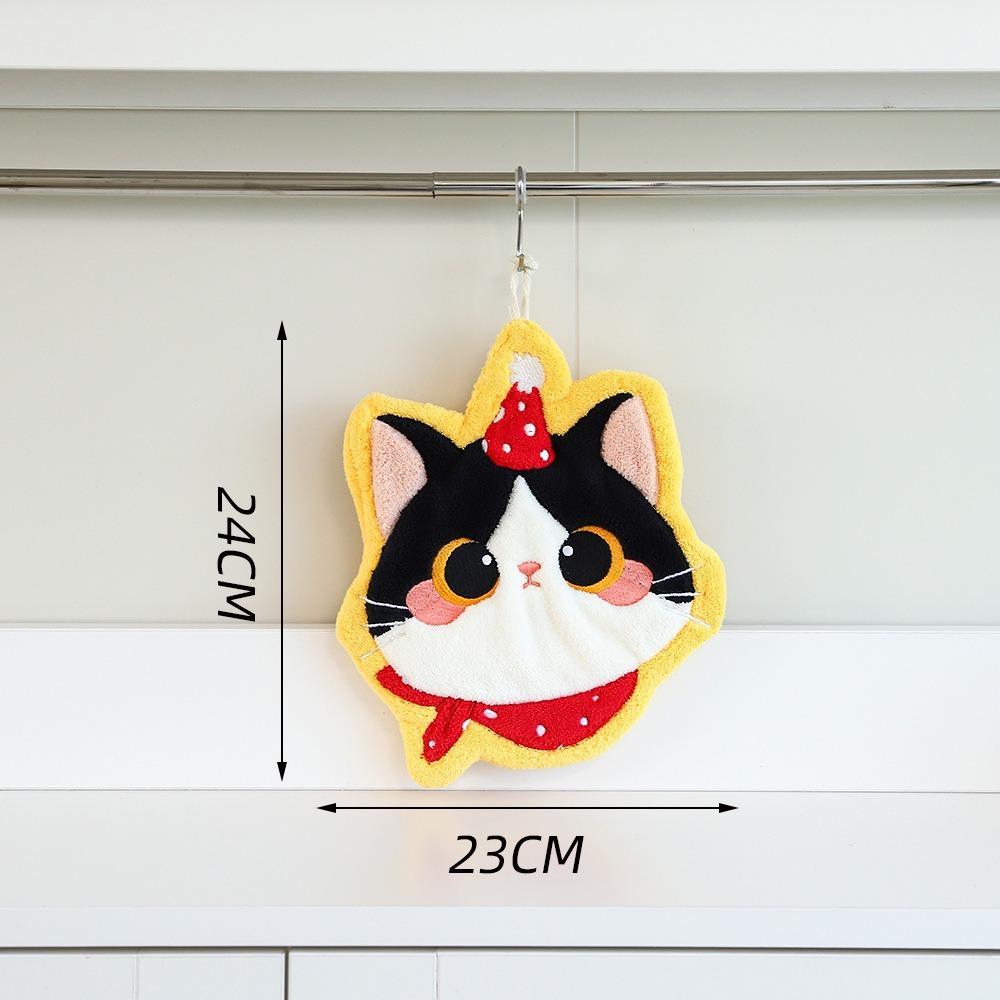Coral Fleece Hand Towel Cute Cat Bathroom Kerchief High Quality Toilet Handkerchief Kitchen