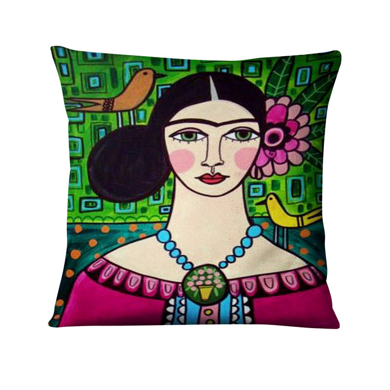 Home Pillow Decoration Mexican Girl Painting Cushion Decorative Pillow Home Decor Almofadas Decorativas Para Sofa Throw Pillow
