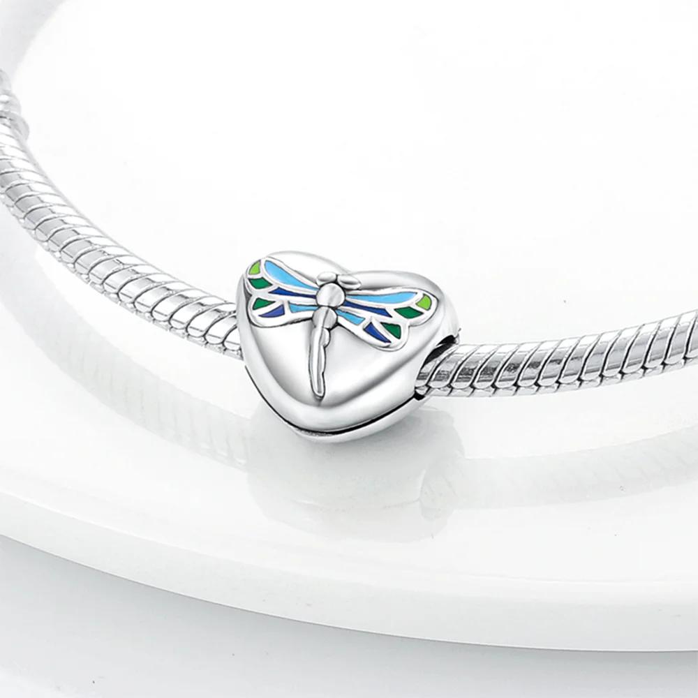 Изысканный цвет Стрекоза Отпечаток лапы Чешуя дракона Клипса Шарм Разделитель Медная бусина Подходит для оригинального ожерелья браслета DIY Подарок Женщинам