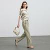 Sancai Women's High-Waisted Micro-Flare Suit Pants with Split Hem