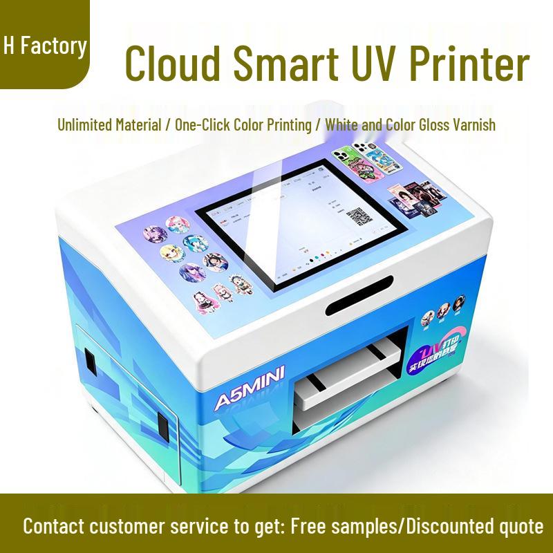 UV Flatbed Inkjet Printer for A5 Embossed Phone Cases, Metal, and PVC, with Cloud-Based Self-Service Order Taking and Scan Code Features