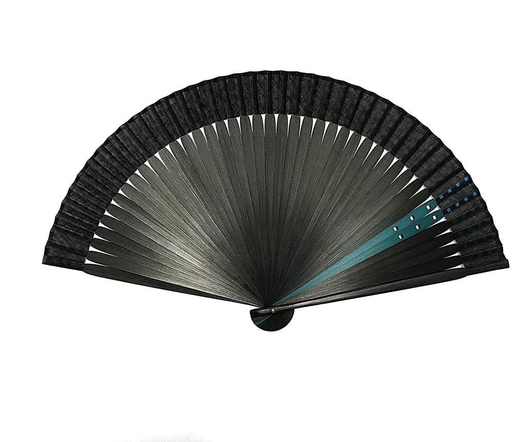 Fan L Fan Fan Bag 6052 Blue [Hana Kanzashi] Men's Set, Black, Blue, Cubic, Large, 22cm, Size, Luxury, Men's, Holder, Included,