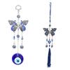 Turkish Evil Eye Butterfly Pendant Home Decoration House Blue Ornament Protection Hang Amulet Lucky Wind Chime Wall Art Jewelry