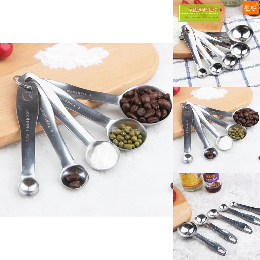 Chic Five Piece Stainless Steel Measuring Spoon Set Perfect For Baking Coffee And Gift Giving