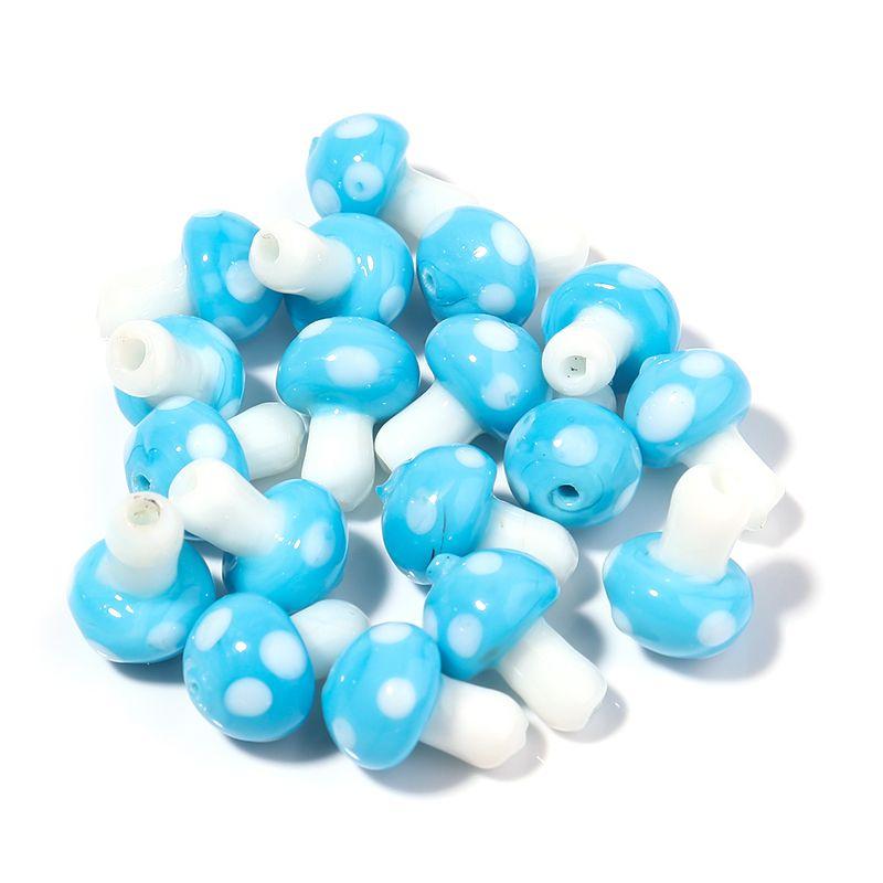 10pcs/lot Colourful Lampwork Beads Cute Mushroom Shape Loose Glass Beads For Jewelry Making DIY Craft Necklace Bracelet Findings