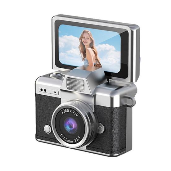 Мини-камера размером с большой палец с откидным экраном, крошечная ретро цифровая камера-брелок с 1,47-дюймовым ЖК-экраном, винтажная