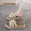 Thick-soled Slippers Women's Summer Outer Wear with Skirts 2025 New Soft-bottomed Beach Pearls Heightened One-word Cool Slippers