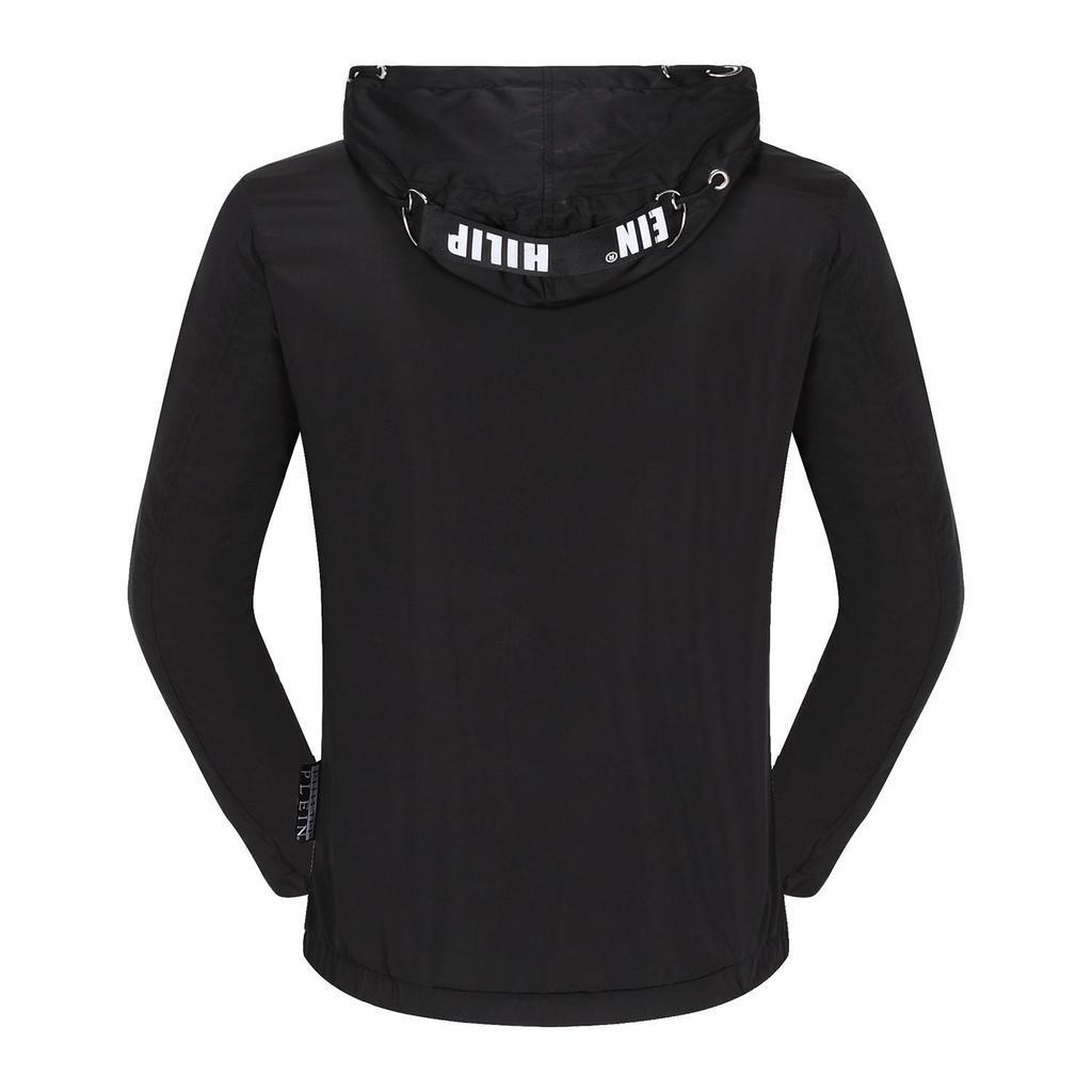 Мужская черная ветровка с капюшоном Philipp Plein - Коллекция Осень/Зима