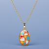 Exquisite Irregular Pattern Color Enamel Oval Pendant Clavicle Chain Women's for Pendant Handmade Epoxy Jewelry