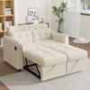 Modern Design: Loveseat 3-in-1 Pull-Out Sofa with Adjustable Backrest, USB, Armrest Pockets and Cushions. Suitable for Living Room, Bedroom, Apartment