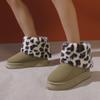 Leopard Women Ankle Snow Boots Fur Suede Fashion Platform Warm Shoes 2024 Winter Short Plush Goth Boots Casual Chaussure Femme