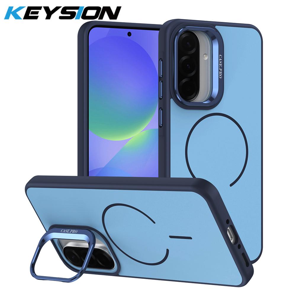 KEYSION Матовый чехол-подставка для телефона с ощущением кожи, для Magsafe, для Samsung A56 5G A36 5G, магнитная противоударная крышка для Galaxy A16 5G