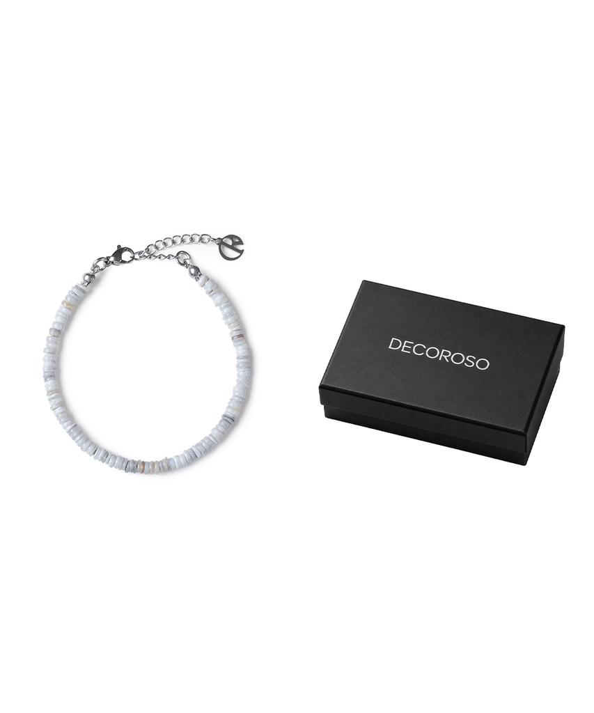 Минималистичный браслет Decoroso Unisex с жемчужными бусинами [Светло-серый]