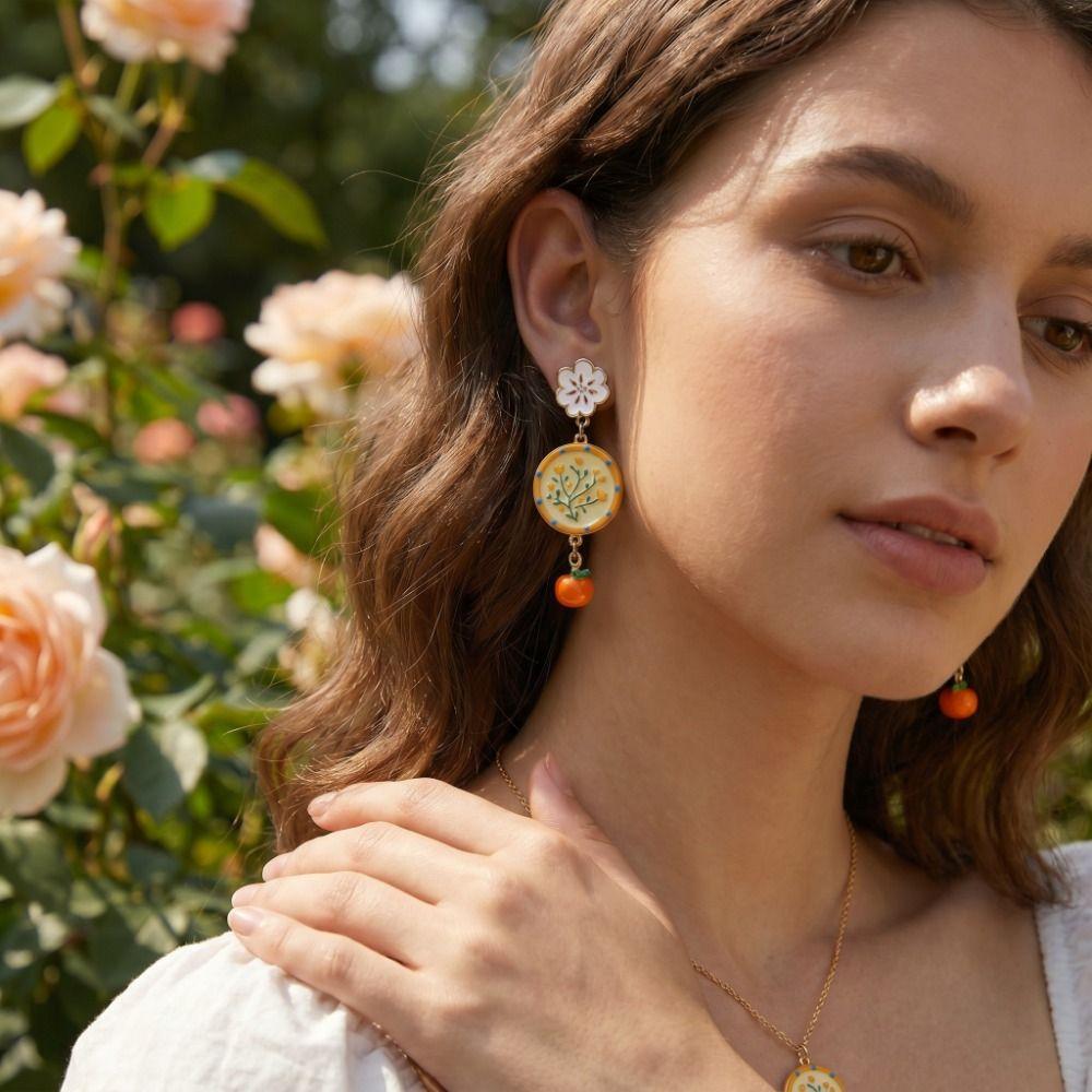 Painting Enamel Flower Dangle Earrings Creative Bohemian Dangle Earring Party