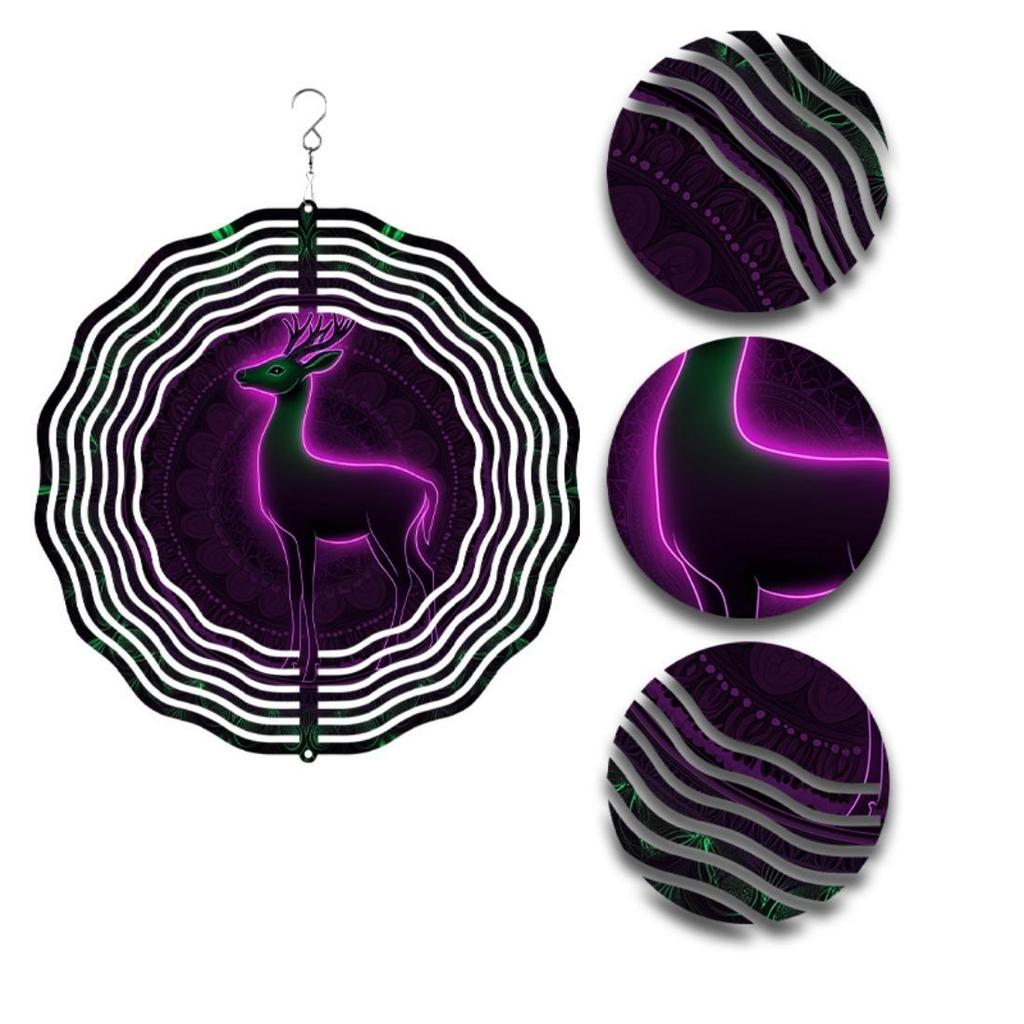 10-дюймовые колокольчики ветра с животными и 3D-мандалой, вращающиеся яркие узоры без батареек для уличного декора, идеальный праздничный подарок