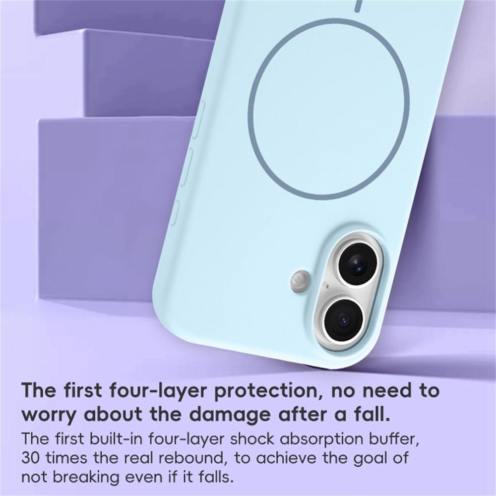 For iPhone 16 Case Compatible with MagSafe Liquid Silicone Anti-Drop Phone Cover - Sapphire