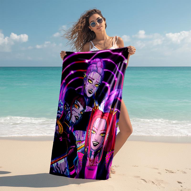 1pc KPop Demon Hunters13 Beach Towel, Comfortable and Thick, and Swimming/Bath/Picnic/Camping Towel, Suitable for Seaside Beaches