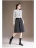 Elegant High-Waisted Woolen A-line Midi Skirt - Winter 2025