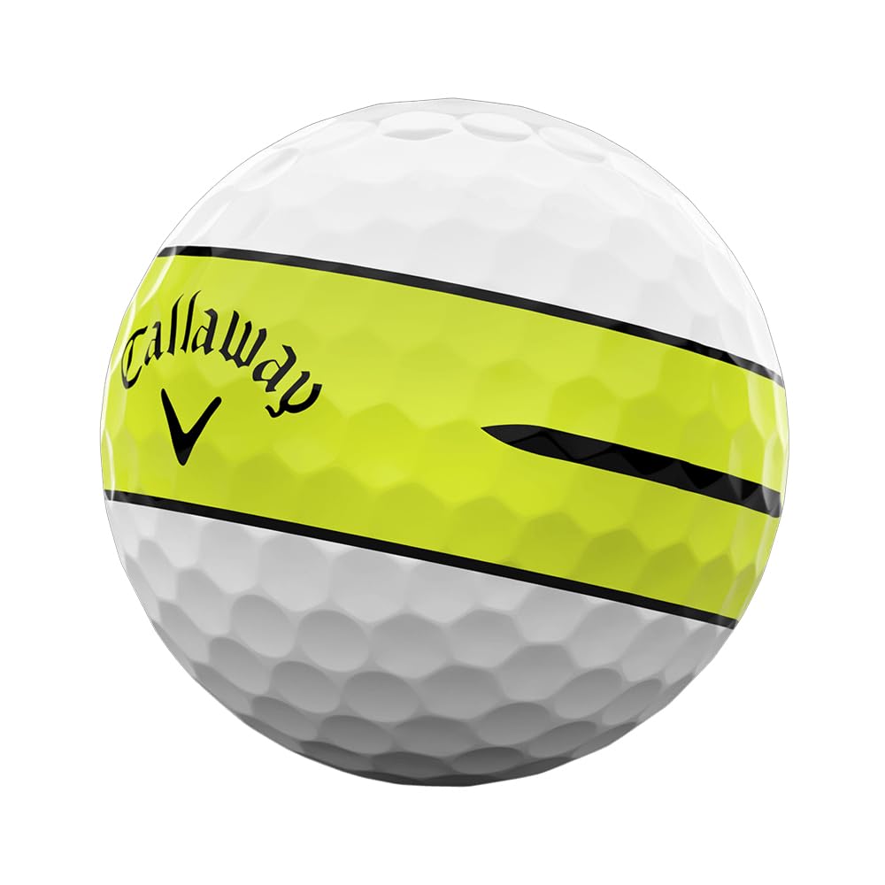 Callaway Мячи для гольфа Chrome Tour 24 360 с желтой полосой, 4-компонентная конструкция, 360° желтая полоса и белый