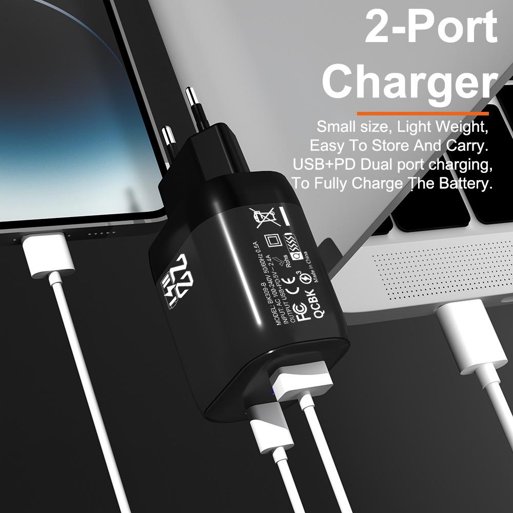 Двойное USB-зарядное устройство 2,4 А с 2-портовой головкой, совместимое с US/EU/KR/UK, Дорожное зарядное устройство