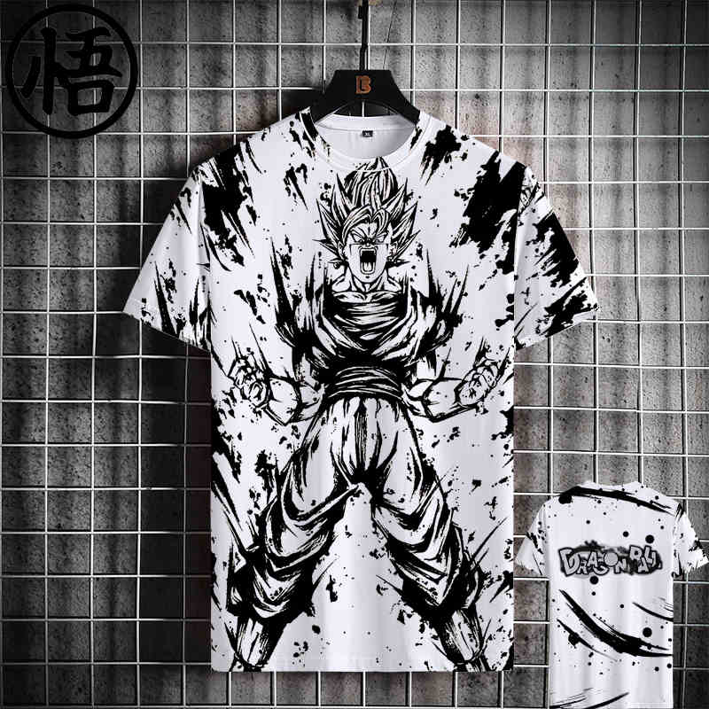 Casual Men's Seven Dragon Ball Short-Sleeved T-Shirts Tide Anime Saiya Sun Wukong Turtle Fairy Loose Quick Dry Kids Clothes Tops