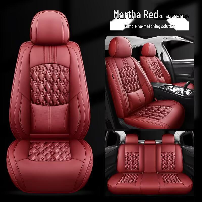 Nappa Leather Full Surround Seat Cushion Set for Five-Seat Cars, Universal Four-Season Car Seat Covers