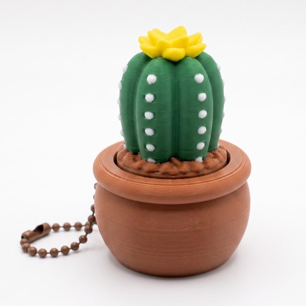 Funny Ball Cactus Finger Button Pendant 3D Printed Succulent Plants Keychain Kids Toy