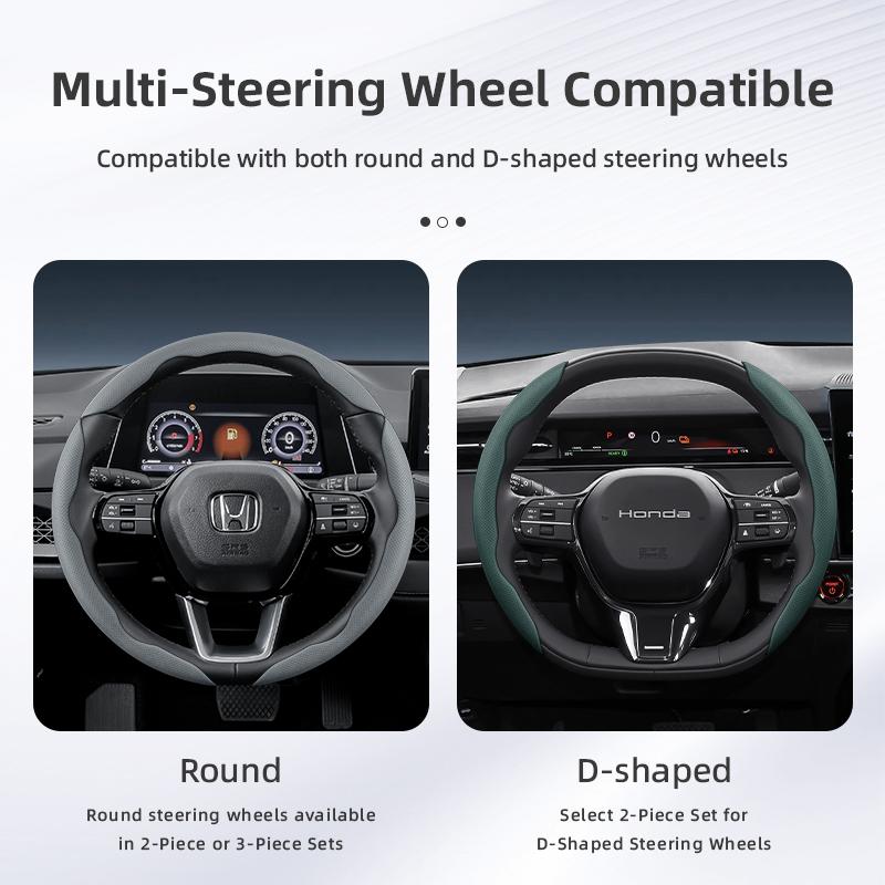Suitable for Honda's Breathable Holes Leather Steering Wheel Cover Segmented Quick Release Design Non-Slip and Durable Civic Fit 8Th Gen 8 City ajv256
