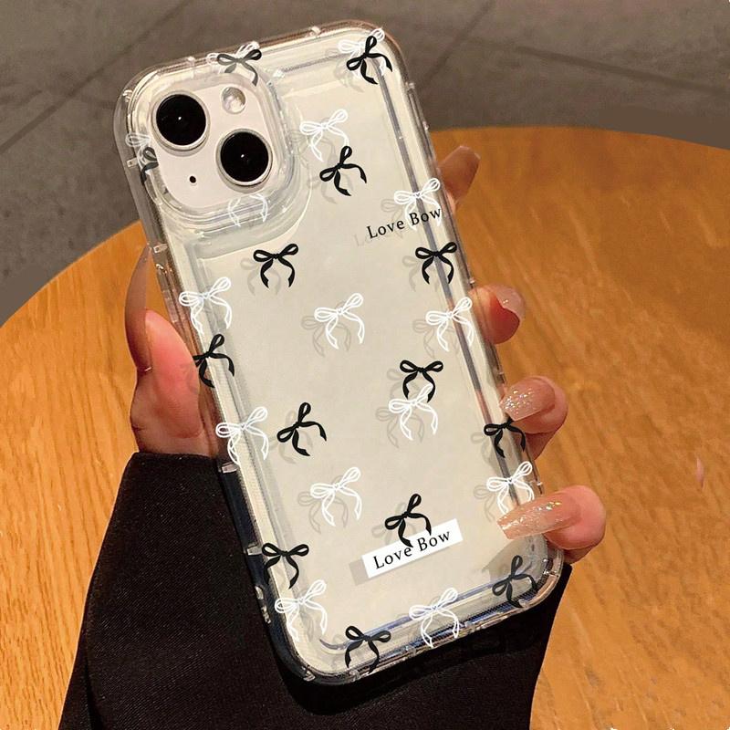 Bow Personalized phone case iphone16pro For iPhone 16 15 Pro Max 16E 14 13 12 11 XS X XR 7 8 Plus Transparent Soft Shell
