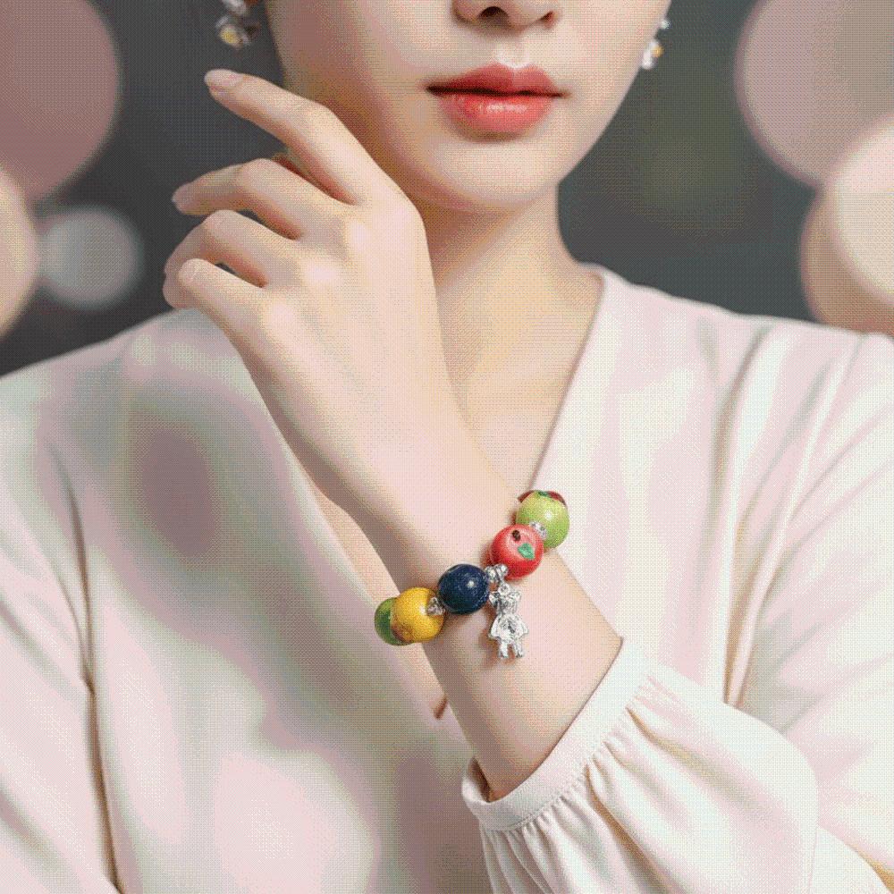 Handcrafted Fruit Resin Bracelet Vibrant Colors Y2K Beaded Bracelet Beach Vacation Accessories