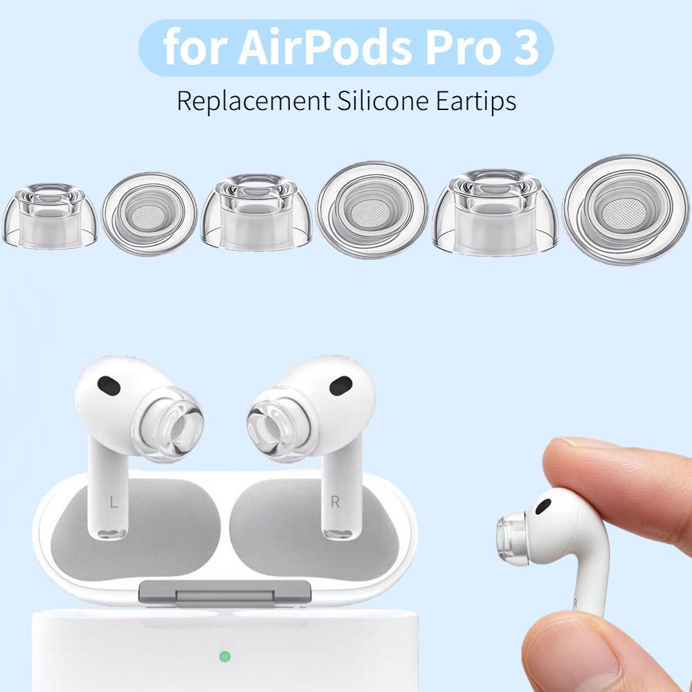Мягкие силиконовые защитные насадки для внутриканальных наушников Apple AirPods Pro 3 Сменные силиконовые амбушюры Противоскользящие колпачки для ушей