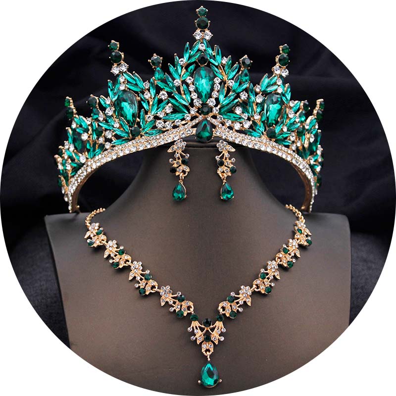 Luxury Tiaras and Crowns Bridal Jewelry Sets for Women Prom Wedding Crown With Choker Necklace Earrings Costume Accessories