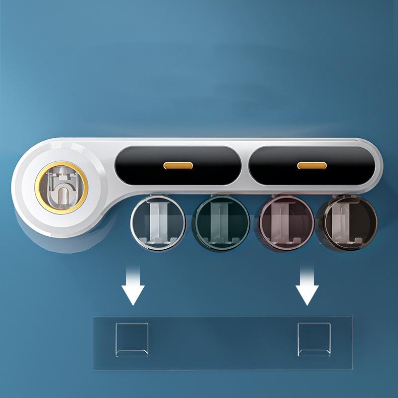 New Multifunctional Toothbrush Holder With Cups Wall Mounted Automatic Toothpaste Squeezer Bathroom Accessories Storage Rack
