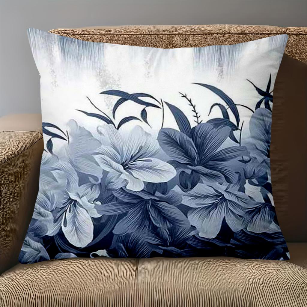 1 pieces -2D flat printing Blue and White Floral Patterned Decorative Throw Pillows Polyester pillowcase, sofa  cushion cov