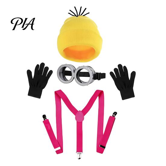 Funny Character Dress Up Sets Knit Hat Costume Set, Retro Round Glasses Suspenders Gloves, Halloween Party Themed Full Set Cosplay Accessories Kit for