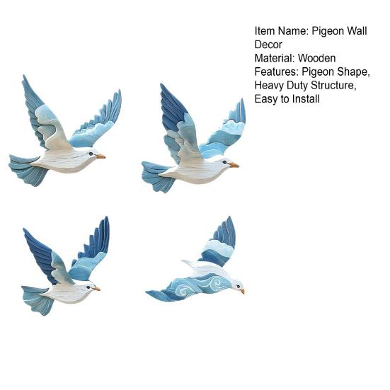 4 шт./набор Деревянное Синий Голубь Настенное Украшение Фермерский Дом Деревенский Искусство Птиц Домашний Офис Гостиная Спальня Настенный Подвесной Орнамент