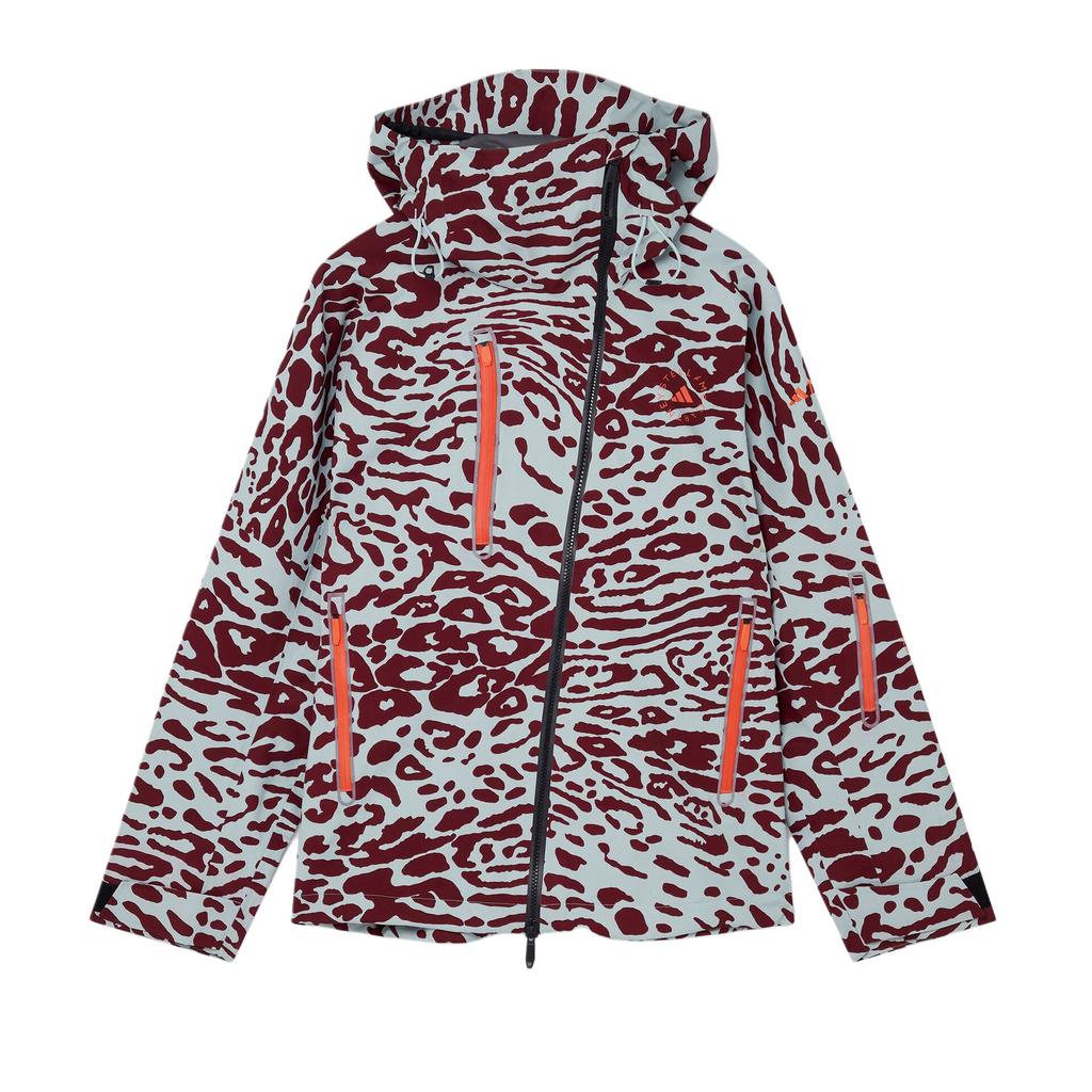 Adidas Truenature Леопардовый принт Ветрозащитная Водонепроницаемая Теплая Дышащая Удобная Лыжная куртка Женская куртка Паровой-зеленый Теневой-красный IW3867