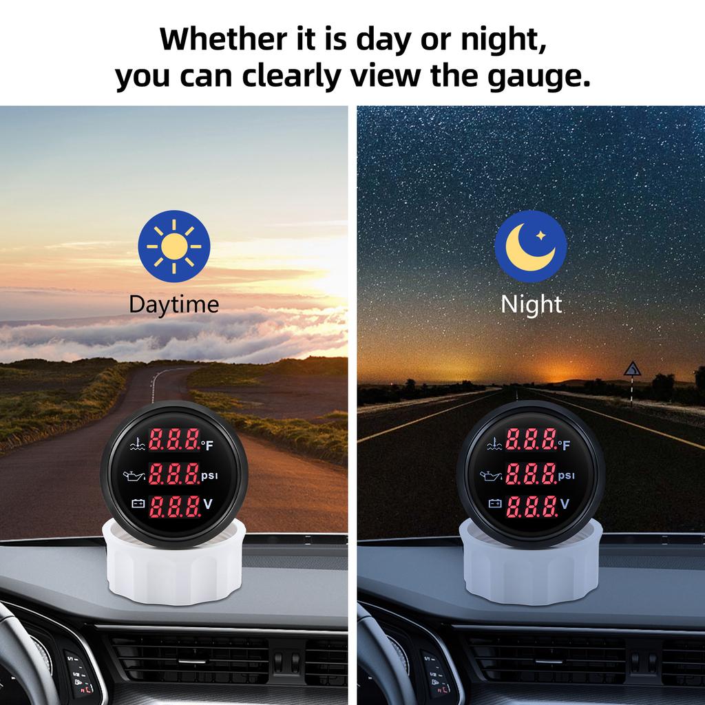 Многофункциональный цифровой датчик набор 104~248 ℉ температура воды + давление масла + напряжение 3 в 1 для автомобиля грузовика автофургона яхты лодки мотоцикла